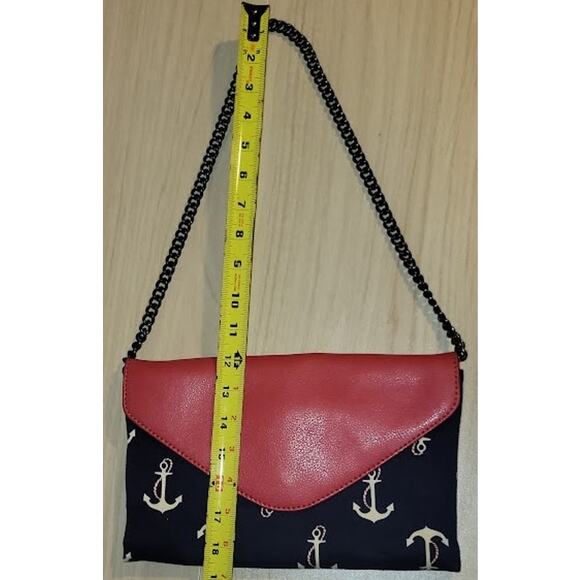 J Crew Mariner Sailor Clutch Nautical Anchor Red‎ White and Blue - Picture 1 of 8